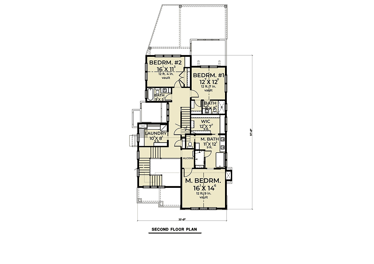 Cottage Farmhouse Level Two of Plan 43628