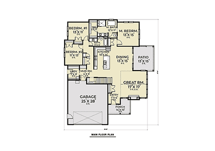 House Plan 43629 First Level Plan