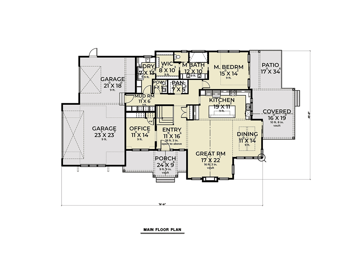 Country Farmhouse Level One of Plan 43631