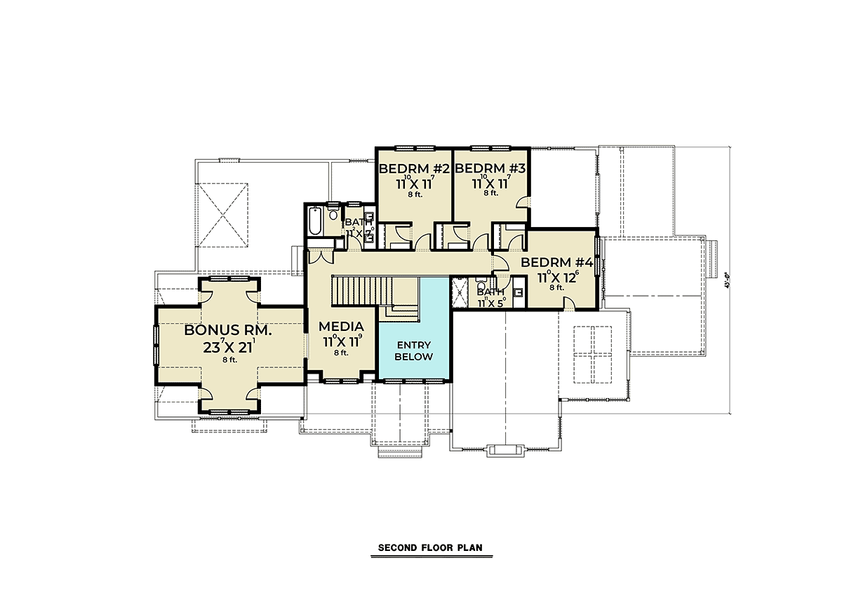 Country Farmhouse Level Two of Plan 43631