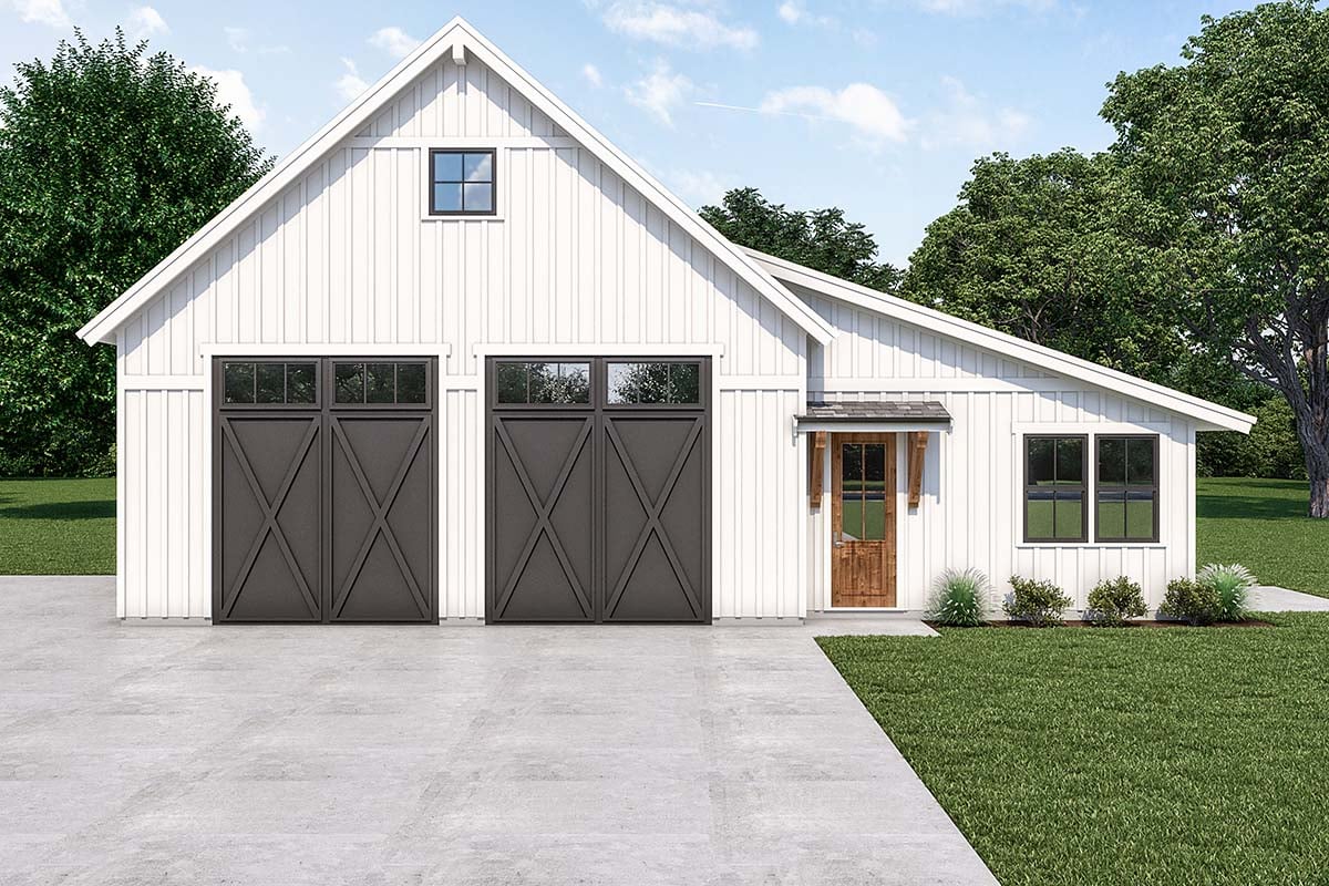 Barndominium Plan with 612 Sq. Ft., 1 Bedrooms, 1 Bathrooms, 2 Car Garage Elevation