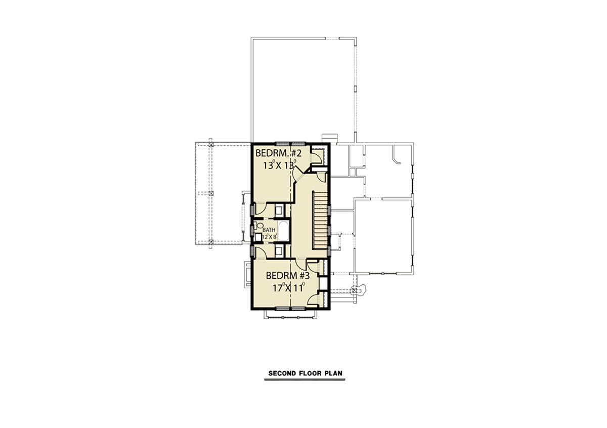 Contemporary Farmhouse Level Two of Plan 43636