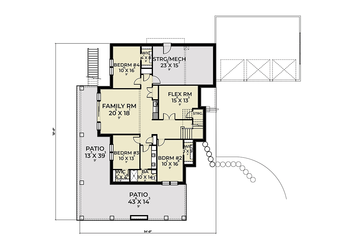 Contemporary Lower Level of Plan 43637