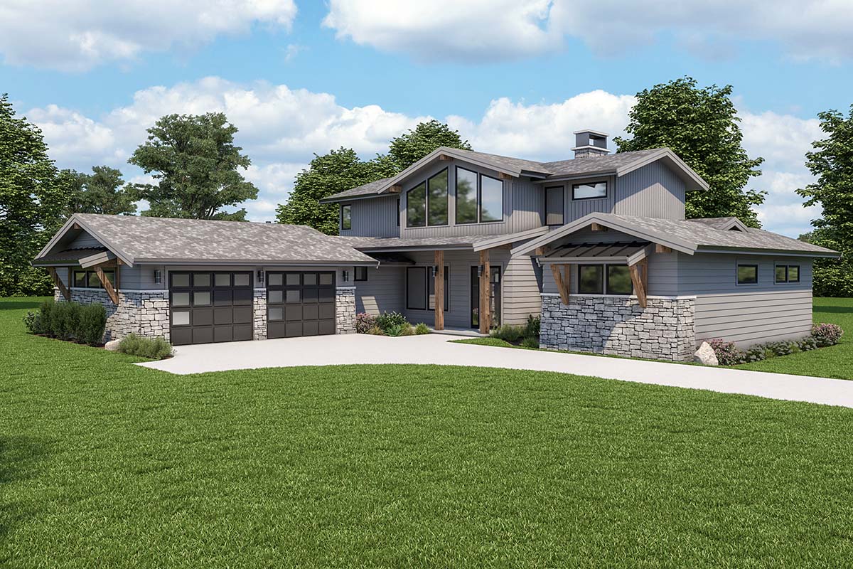 Contemporary Plan with 2641 Sq. Ft., 3 Bedrooms, 3 Bathrooms, 2 Car Garage Picture 2