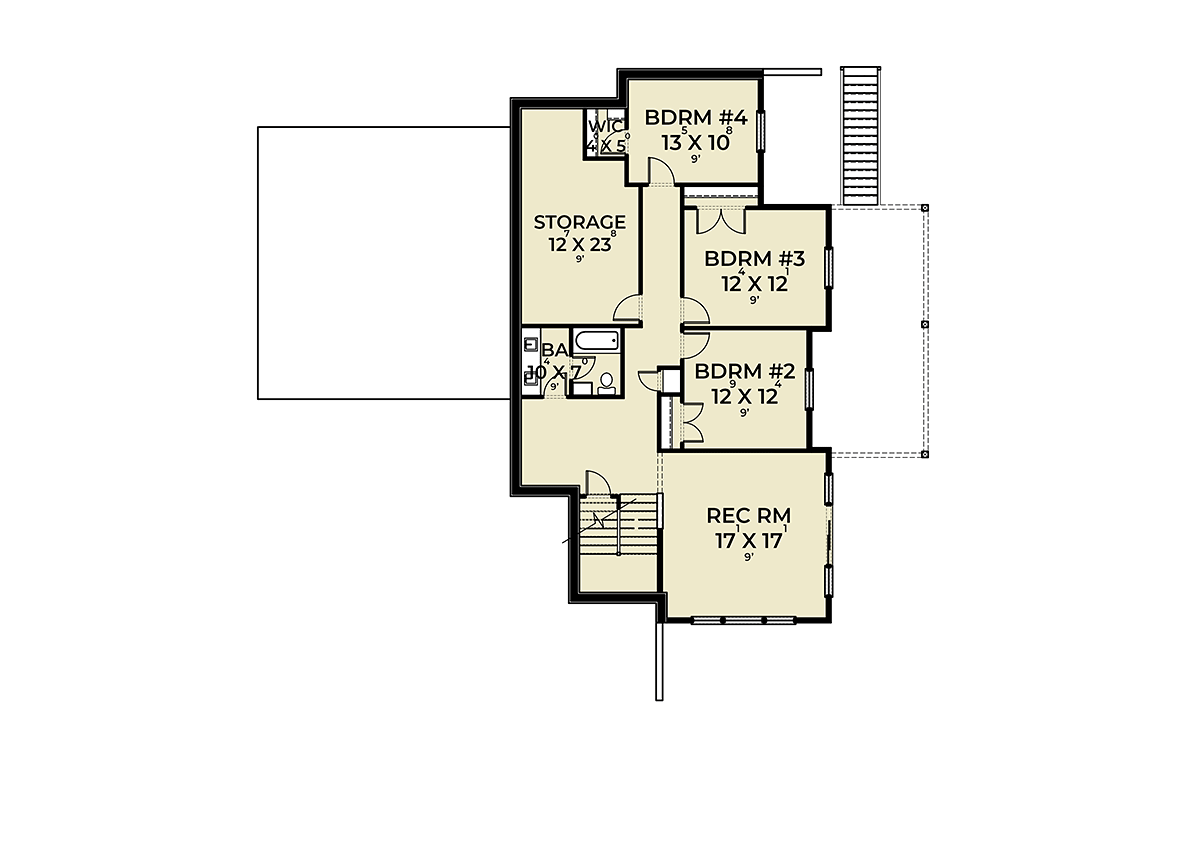 Craftsman Traditional Lower Level of Plan 43646