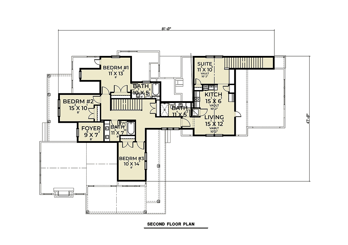 Farmhouse Level Two of Plan 43648