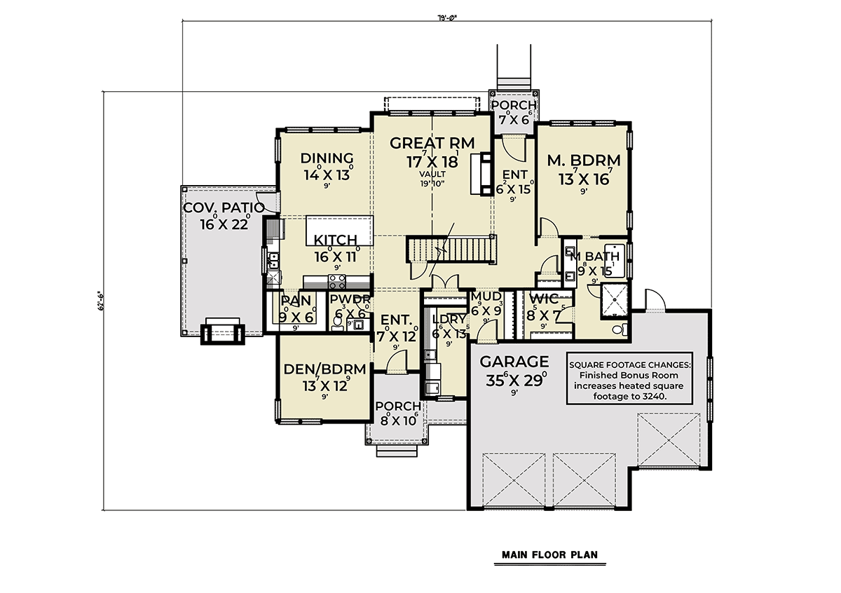 Contemporary Farmhouse Level One of Plan 43650
