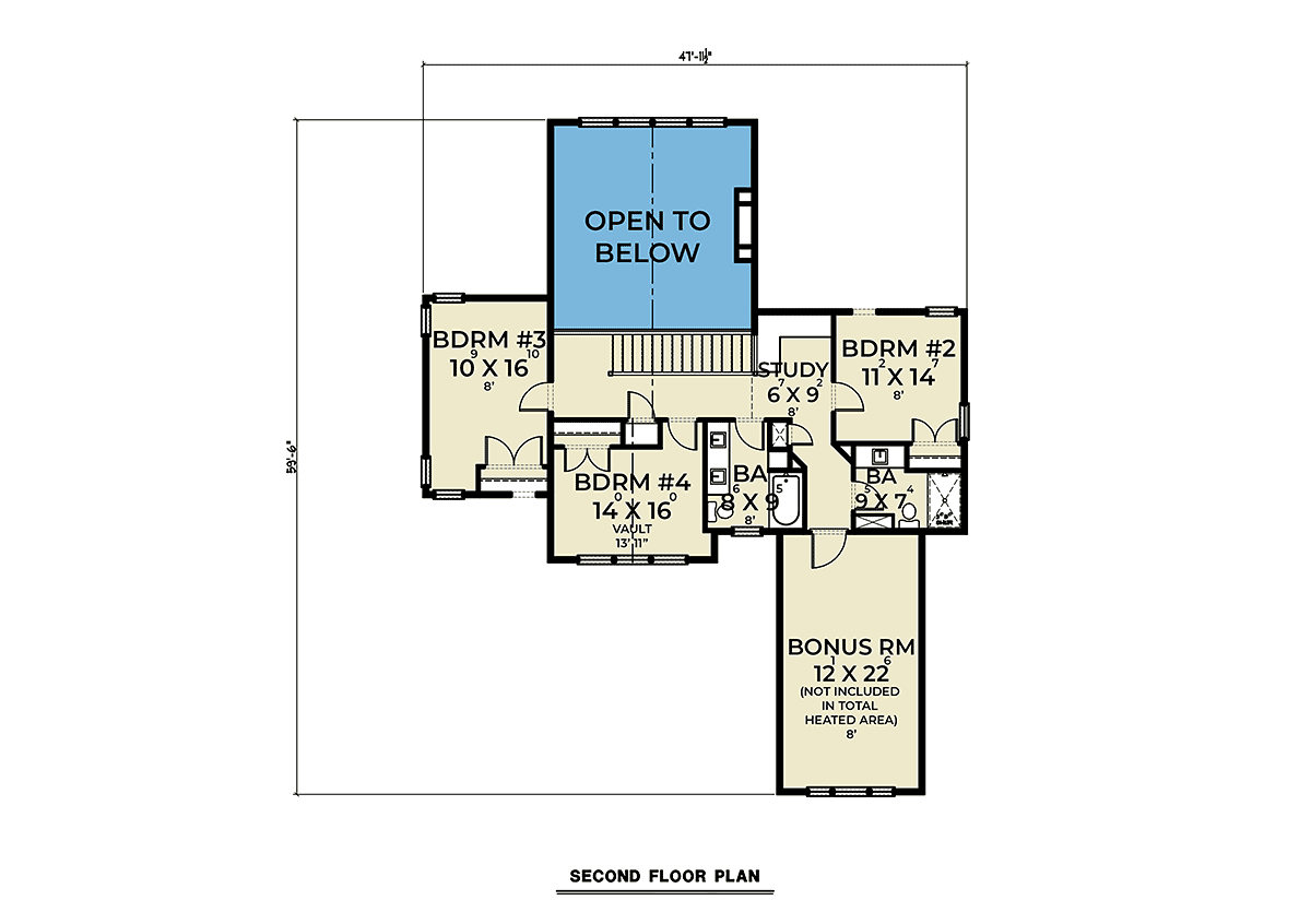 Contemporary Farmhouse Level Two of Plan 43650