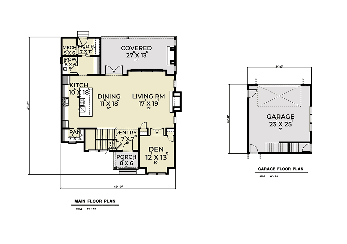 European Farmhouse Level One of Plan 43651