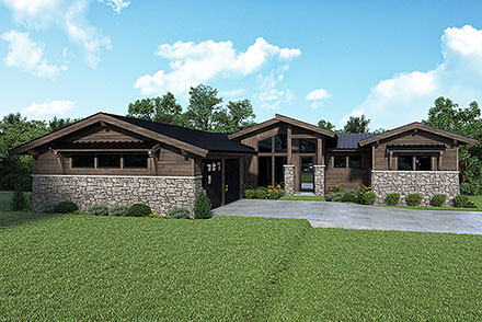 Contemporary Prairie Elevation of Plan 43660