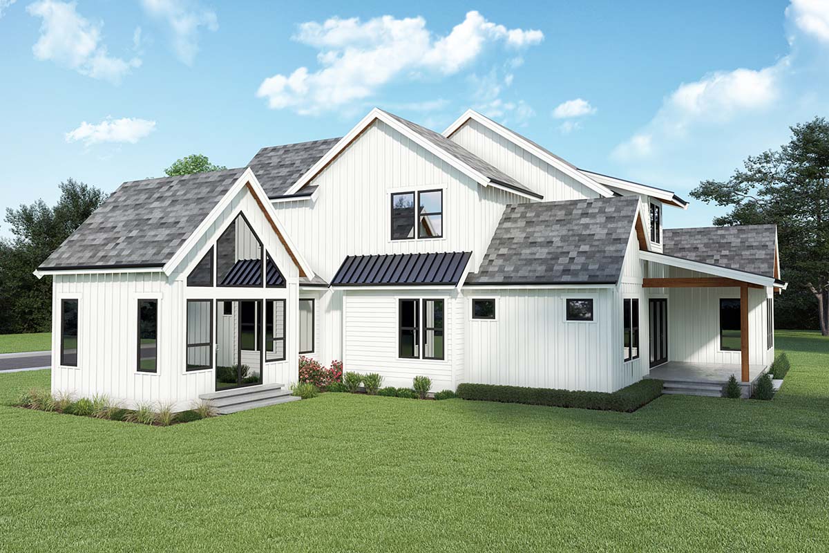 Contemporary, Country, Farmhouse Plan with 3635 Sq. Ft., 3 Bedrooms, 3 Bathrooms, 2 Car Garage Picture 2