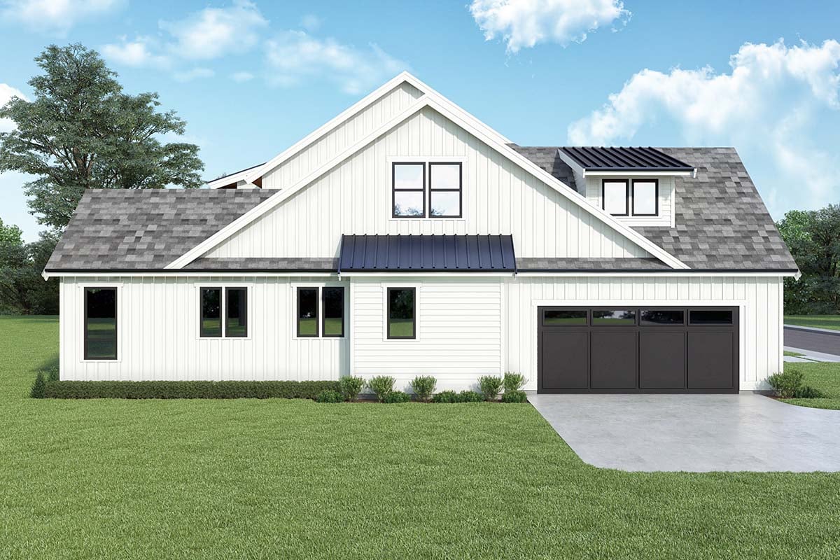 Contemporary, Country, Farmhouse Plan with 3635 Sq. Ft., 3 Bedrooms, 3 Bathrooms, 2 Car Garage Picture 3