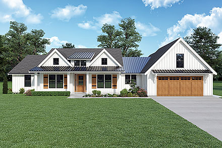 Contemporary Farmhouse Elevation of Plan 43662