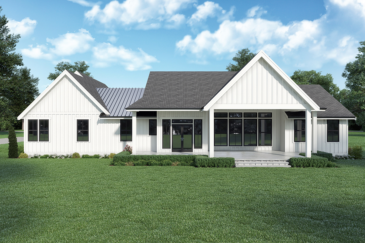 Contemporary Farmhouse Rear Elevation of Plan 43662