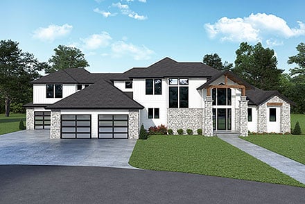 Contemporary Farmhouse Elevation of Plan 43665