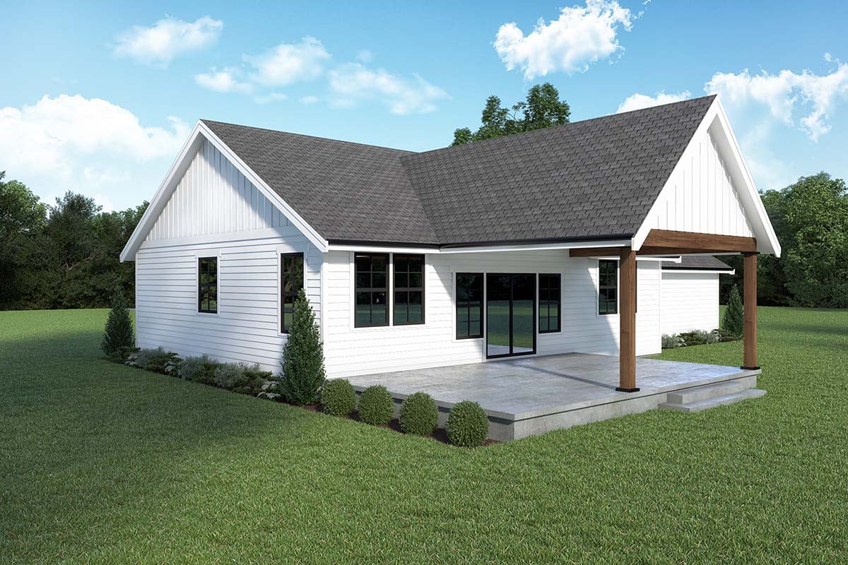 Farmhouse Plan with 1248 Sq. Ft., 2 Bedrooms, 2 Bathrooms, 2 Car Garage Picture 2