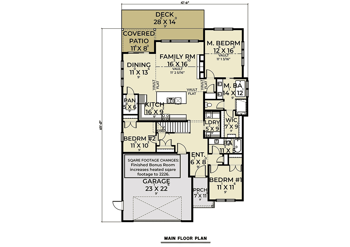 Contemporary Farmhouse Traditional Level One of Plan 43671