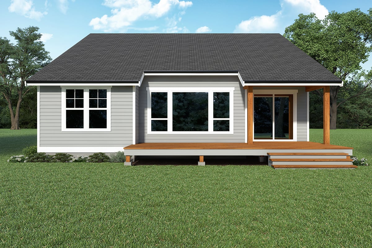 Contemporary Farmhouse Traditional Rear Elevation of Plan 43671