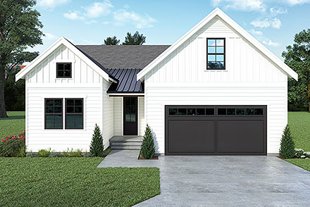 Contemporary Farmhouse Elevation of Plan 43672