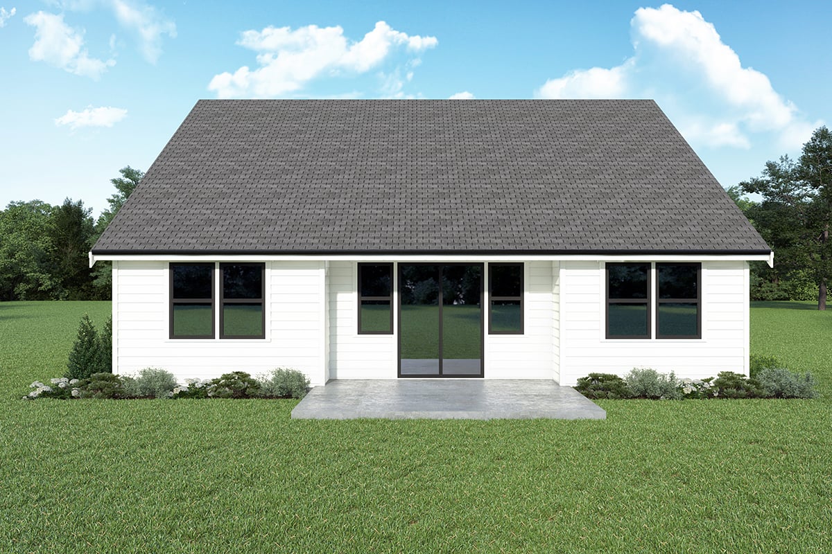 Contemporary Farmhouse Rear Elevation of Plan 43672