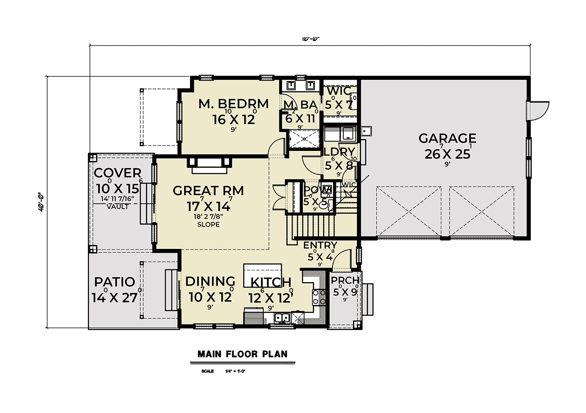 Coastal Craftsman Level One of Plan 43673