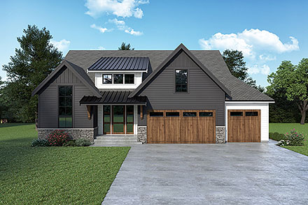 Contemporary Country Farmhouse Elevation of Plan 43674