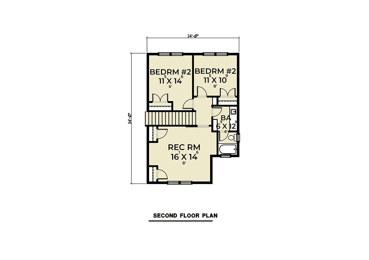 Contemporary Farmhouse Level Two of Plan 43676