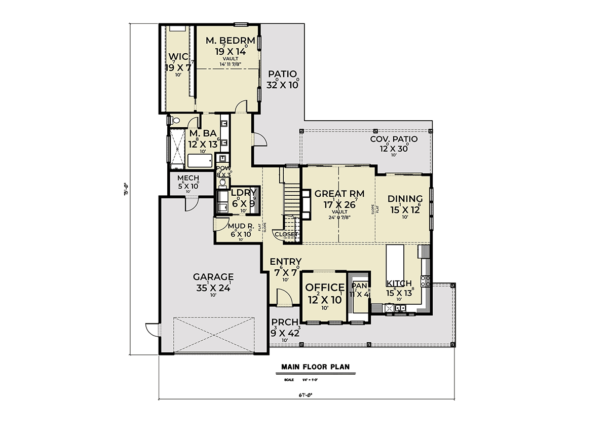 Contemporary Farmhouse Level One of Plan 43680