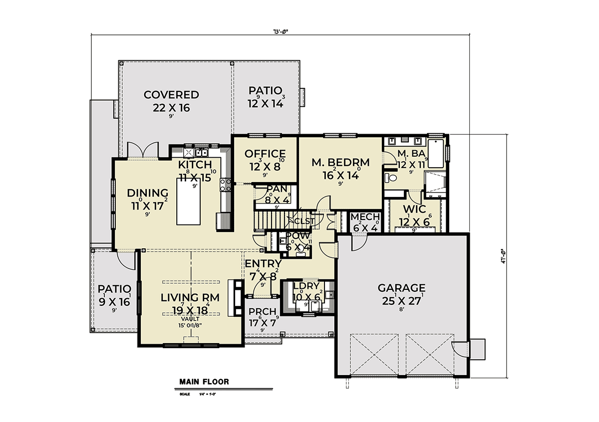 Craftsman Farmhouse Traditional Level One of Plan 43681