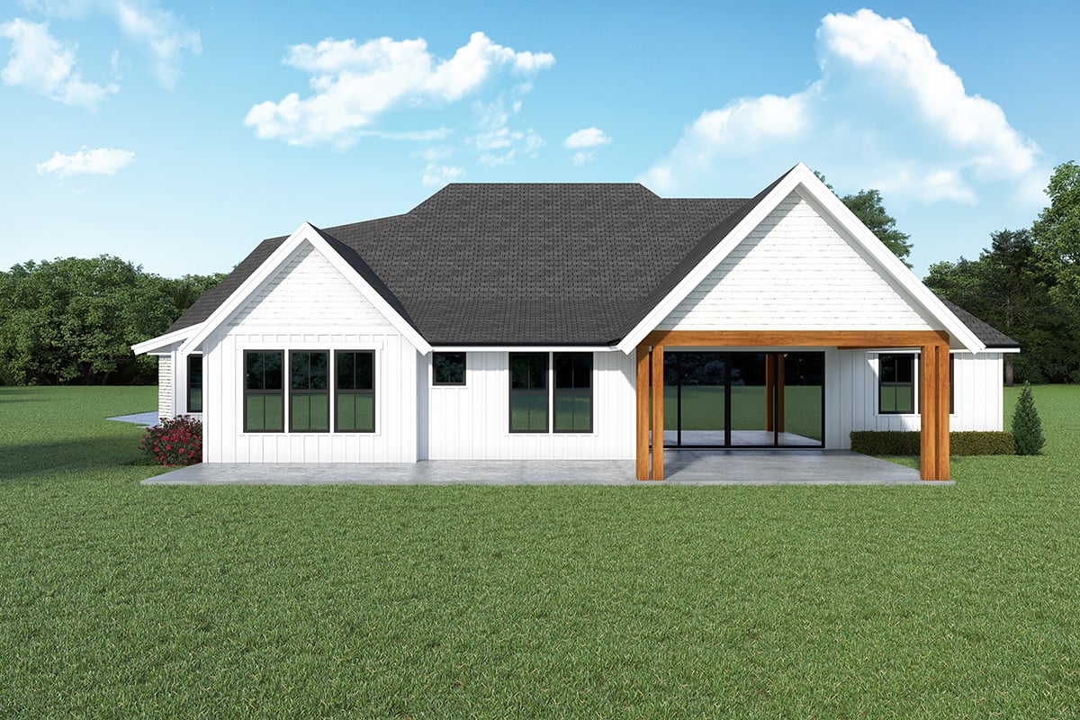 Cape Cod Colonial Country Craftsman Southern Traditional Rear Elevation of Plan 43683