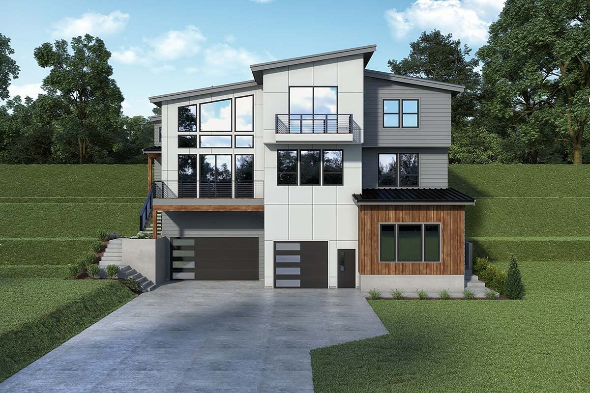 Contemporary Plan with 3114 Sq. Ft., 4 Bedrooms, 4 Bathrooms, 3 Car Garage Elevation