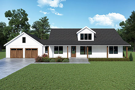 Contemporary Farmhouse Elevation of Plan 43685