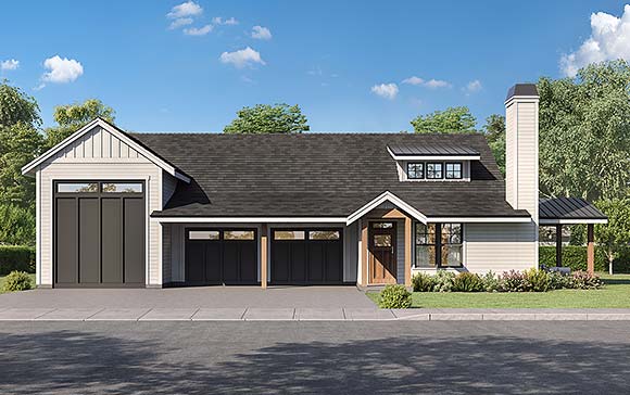 Garage-Living Plan 43689