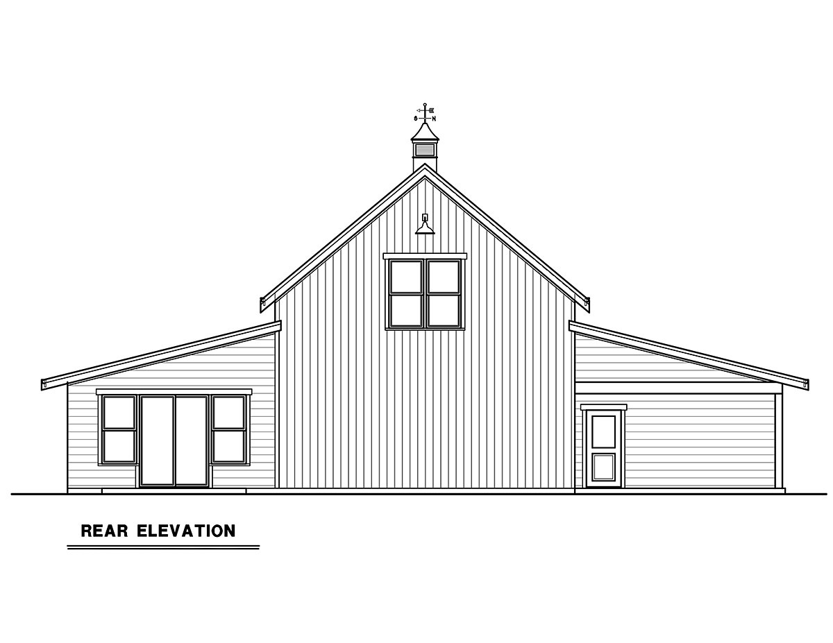 Barndominium Rear Elevation of Plan 43690