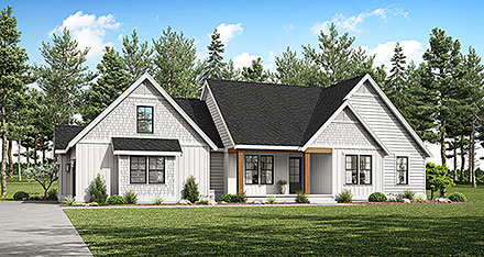 Country Craftsman Farmhouse New American Style Ranch Elevation of Plan 43699