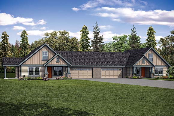 Multi-Family Plan 43700 Elevation