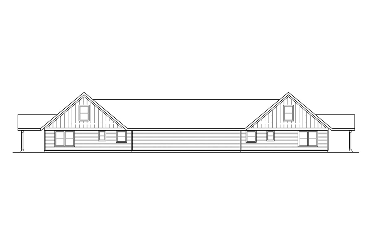 Craftsman Rear Elevation of Plan 43700