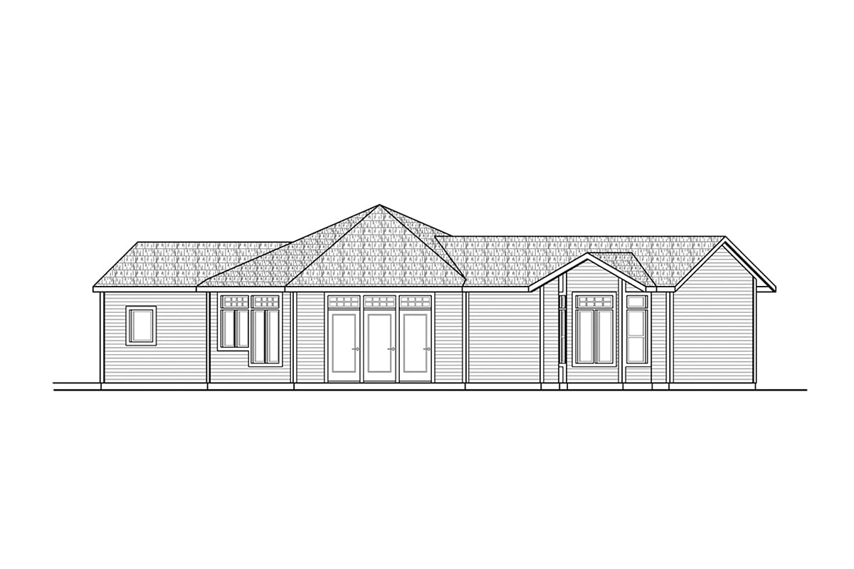 Cottage Country Craftsman Rear Elevation of Plan 43701