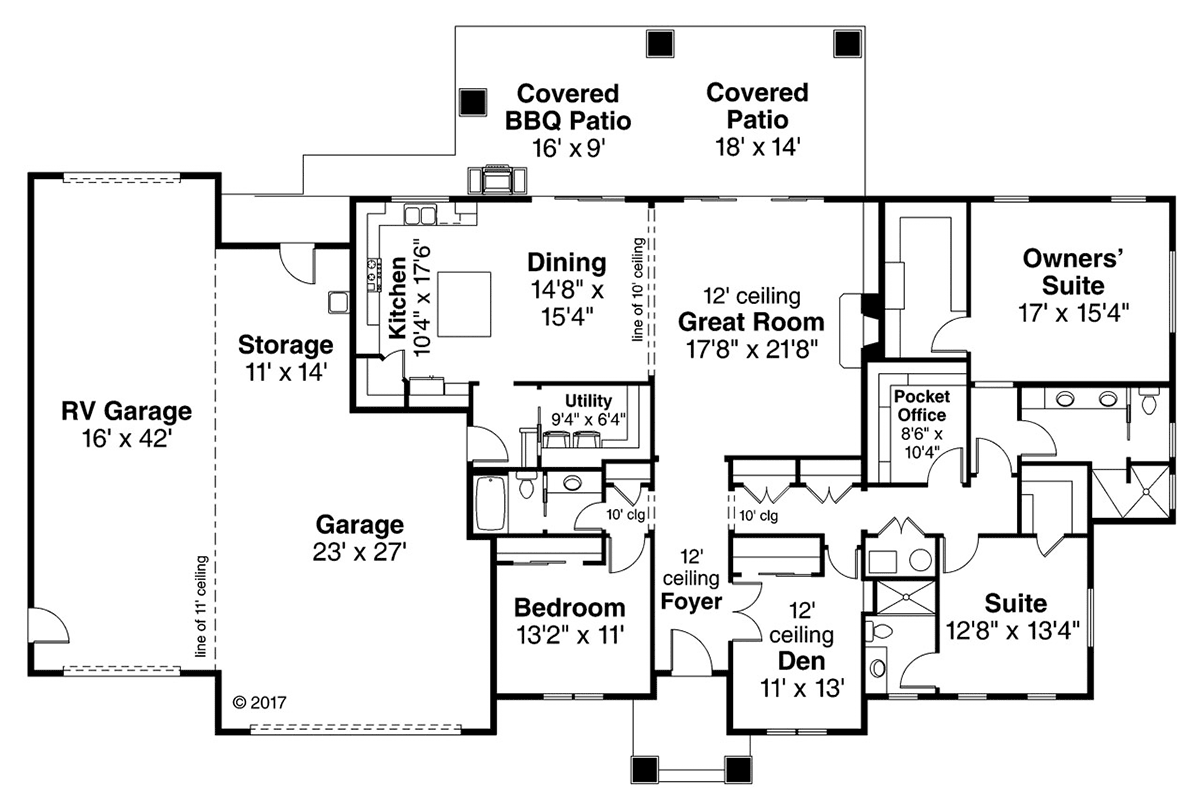 Country Craftsman Ranch Level One of Plan 43703