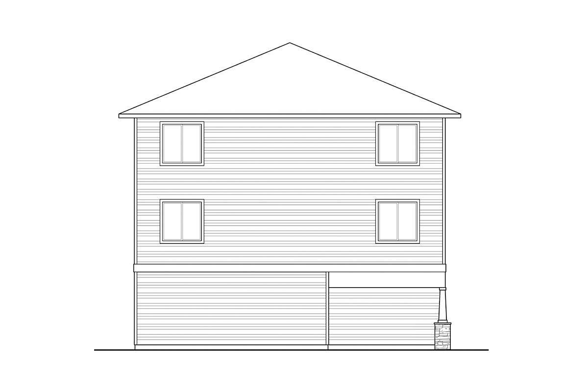 Traditional Rear Elevation of Plan 43704