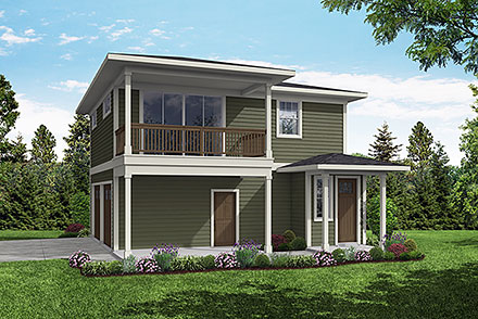 Prairie Style Traditional Elevation of Plan 43705