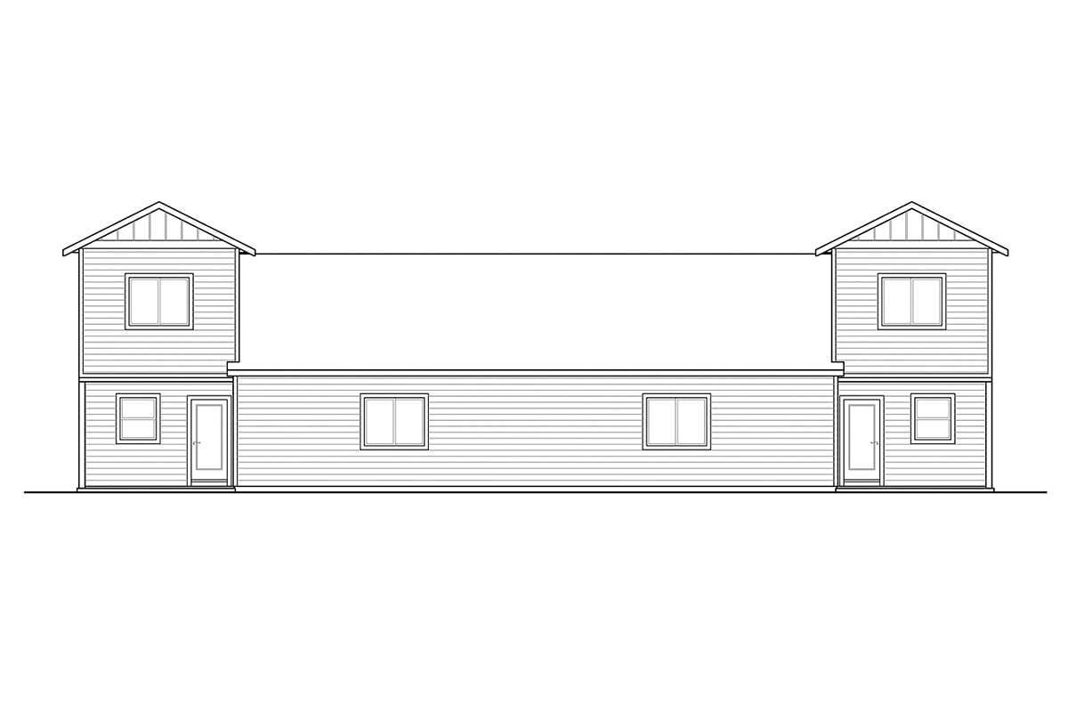 Cottage Country Traditional Rear Elevation of Plan 43706