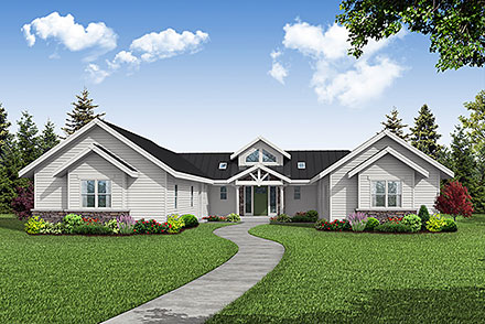 Country Craftsman Traditional Elevation of Plan 43707