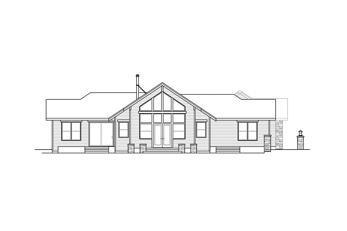 Country Craftsman Traditional Rear Elevation of Plan 43707