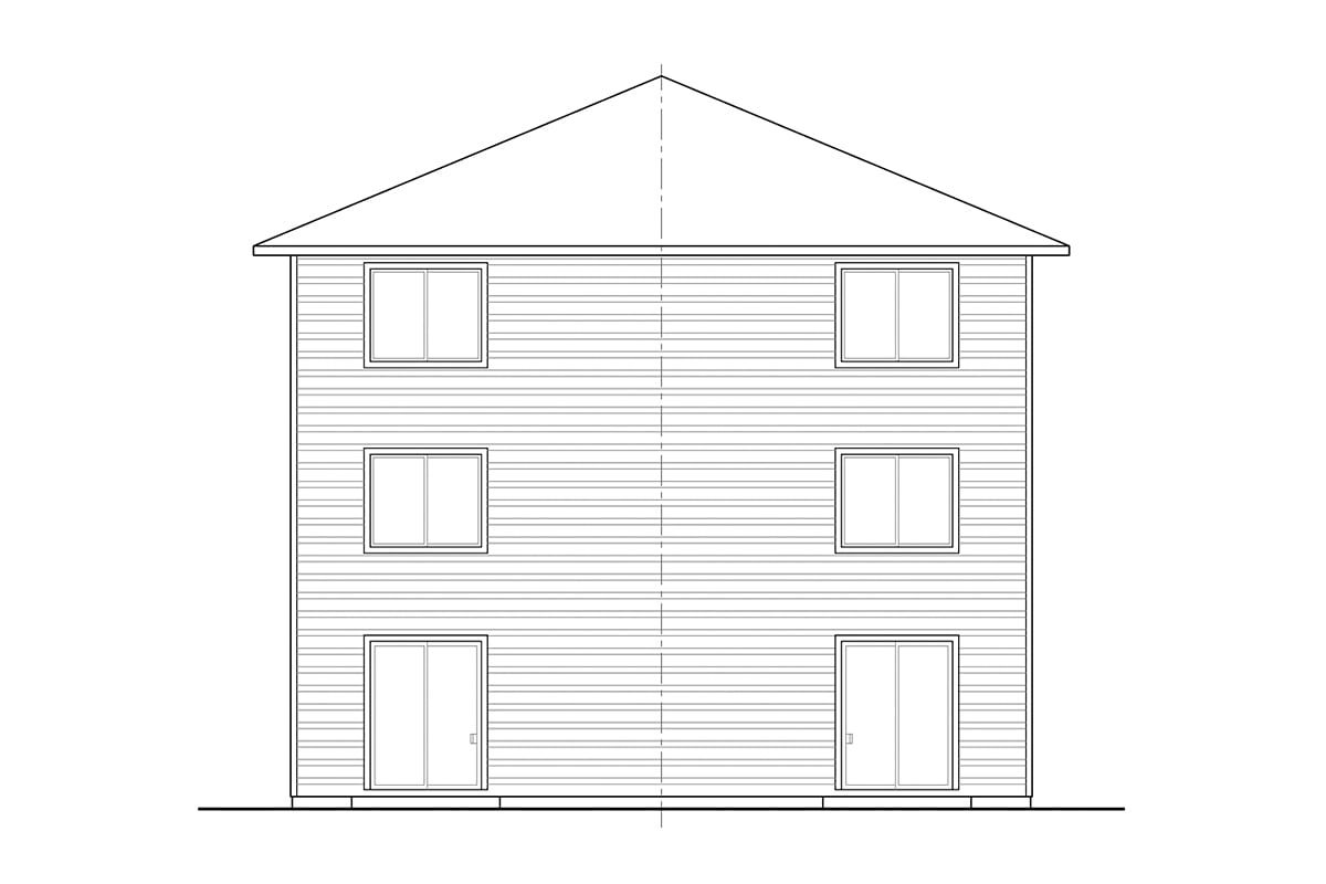 Traditional Rear Elevation of Plan 43708