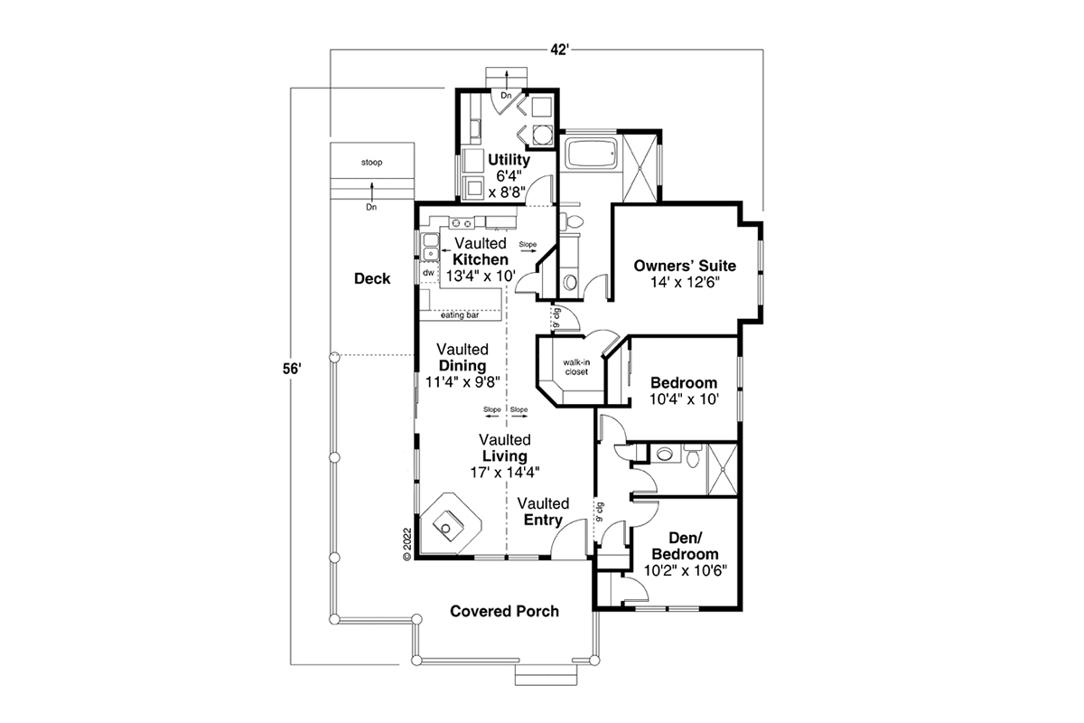 Country Craftsman Prairie Style Level One of Plan 43710