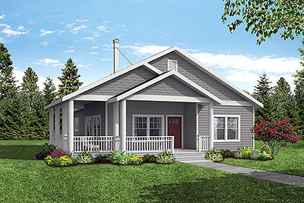 Country Craftsman Prairie Style Elevation of Plan 43710