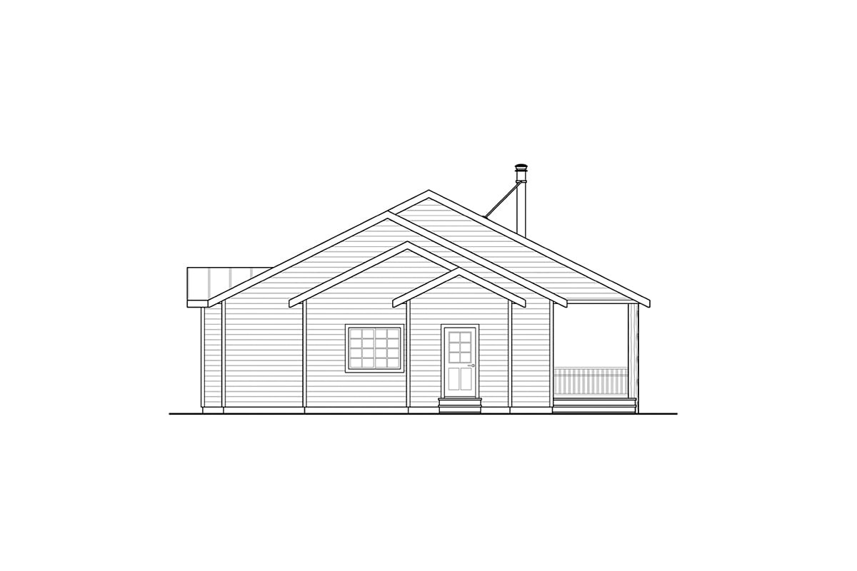 Country Craftsman Prairie Style Rear Elevation of Plan 43710
