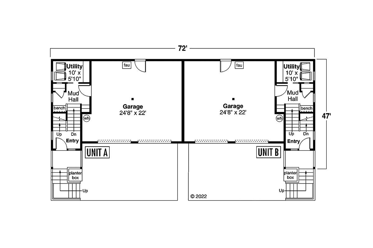 Contemporary Modern Prairie Style Lower Level of Plan 43713