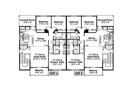 Multi-Family Plan 43713 First Level Plan